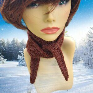 Sophie scarf Neck scarf small scarf Chocolate Brown scarf Knitted Handmade Scarf